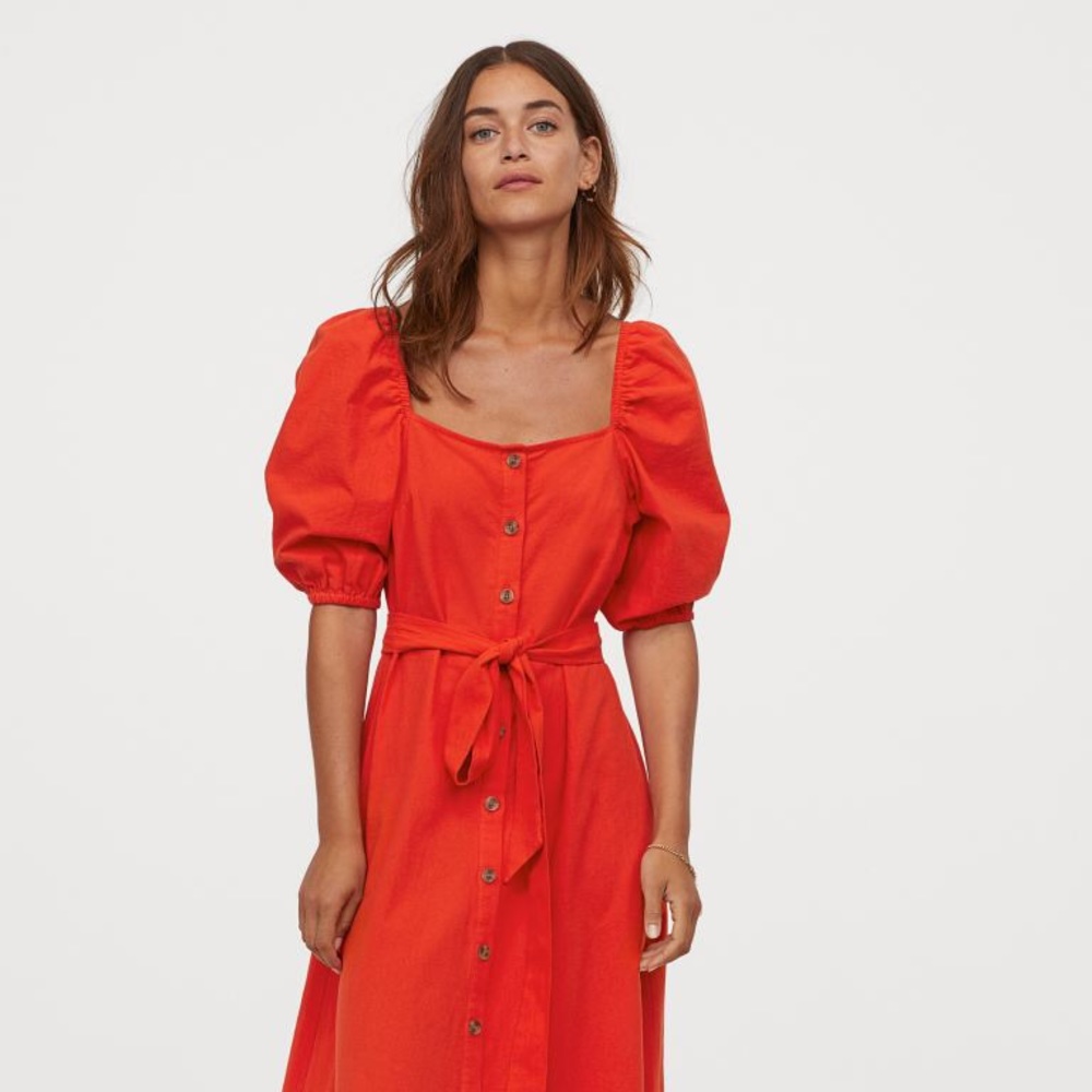 Orange Button down dress